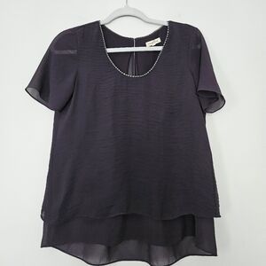 Rebecca Taylor plum layers sheer blouse size 2